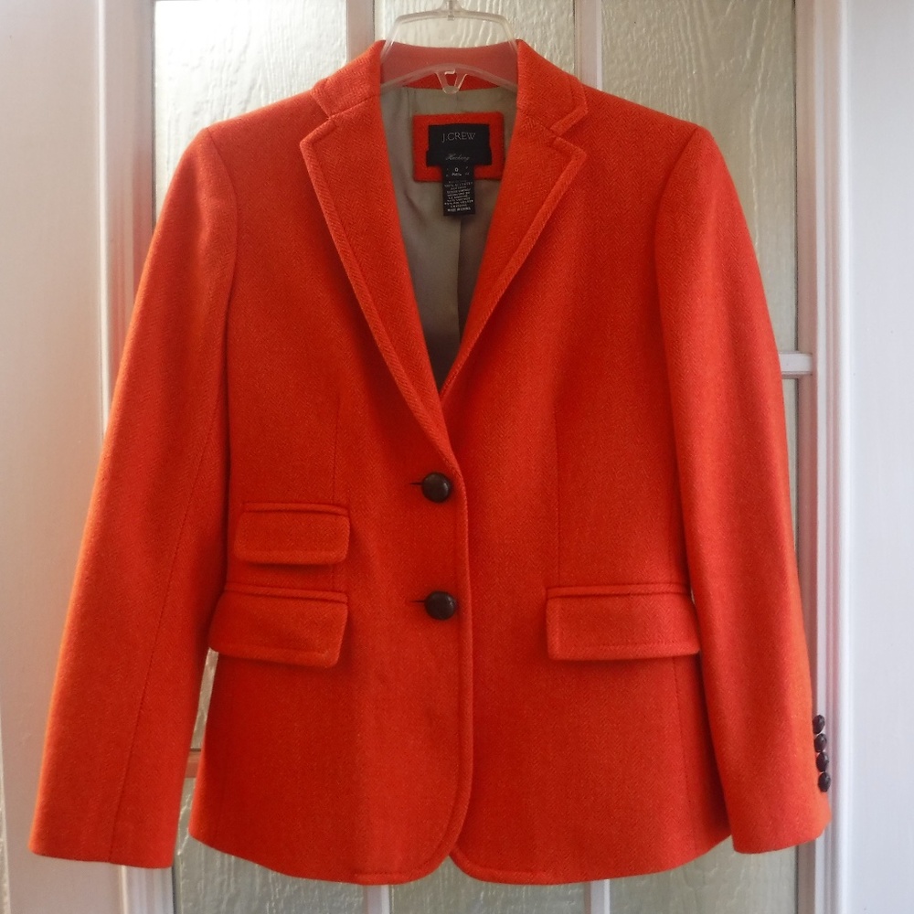 J. Crew Wool Herringbone Pattern Button Up Jacket - image 1